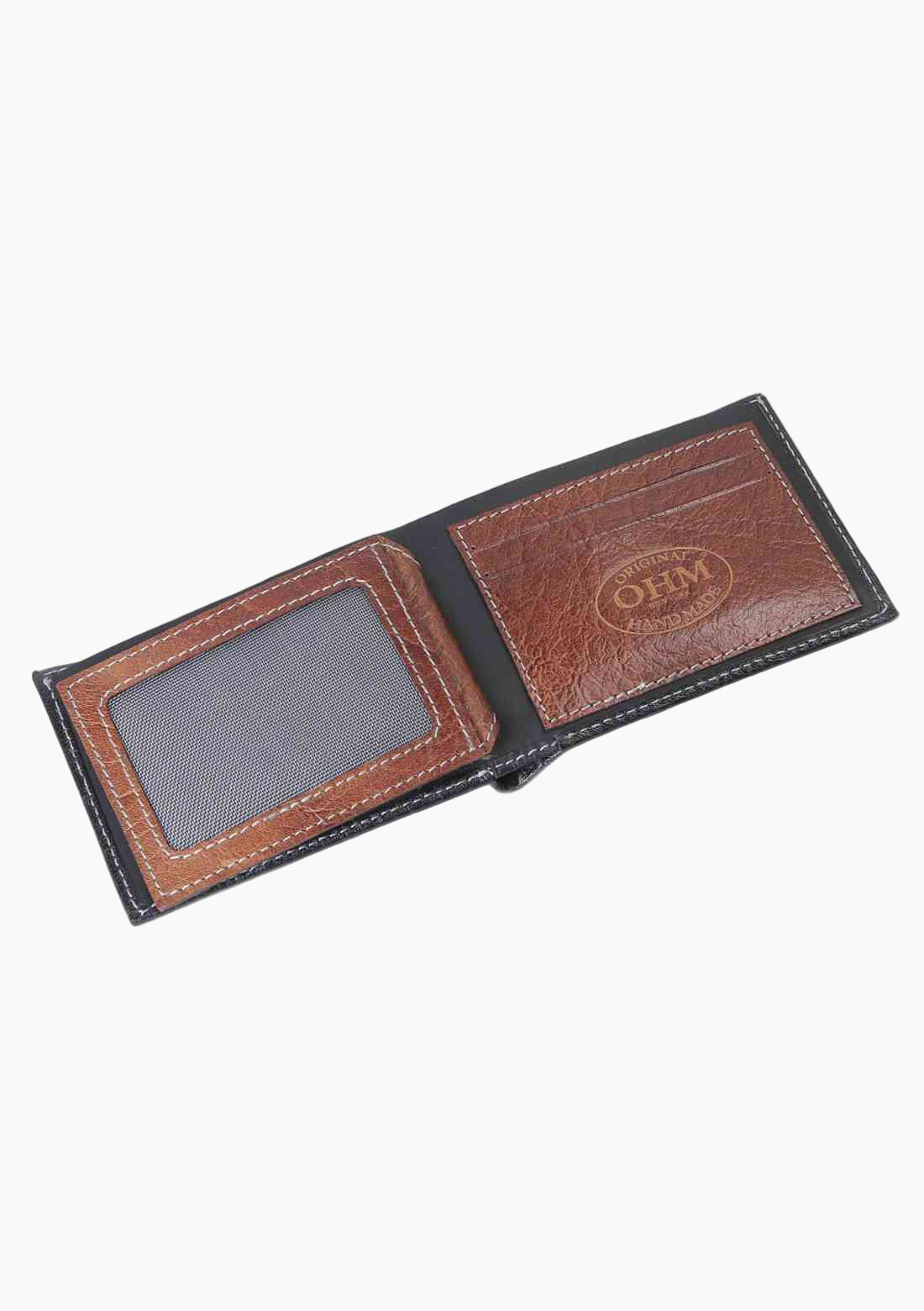 OHM Leather New York Wallet in Black/ Tan - Velora