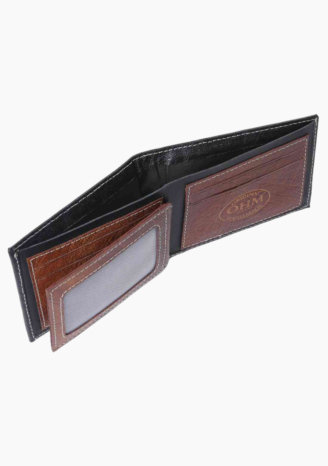 OHM Leather New York Wallet in Black/ Tan - Velora