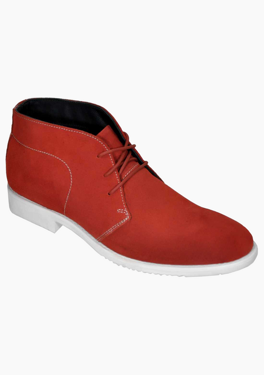 OHM Lifestyle Suede Ankle Leather Boots with White Sole - Velora