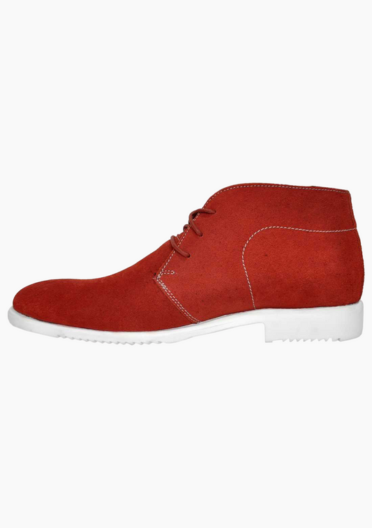 OHM Lifestyle Suede Ankle Leather Boots with White Sole - Velora