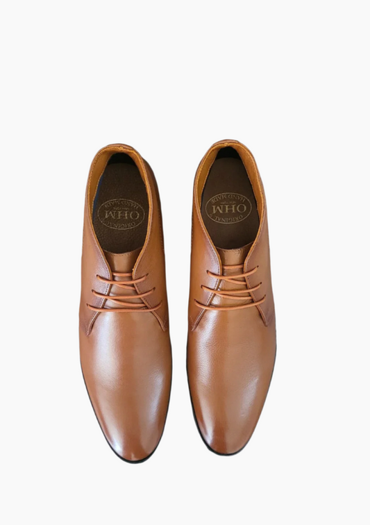 OHM Natural Grained Leather Ankle Boots - Velora