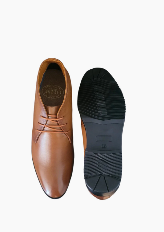 OHM Natural Grained Leather Ankle Boots - Velora