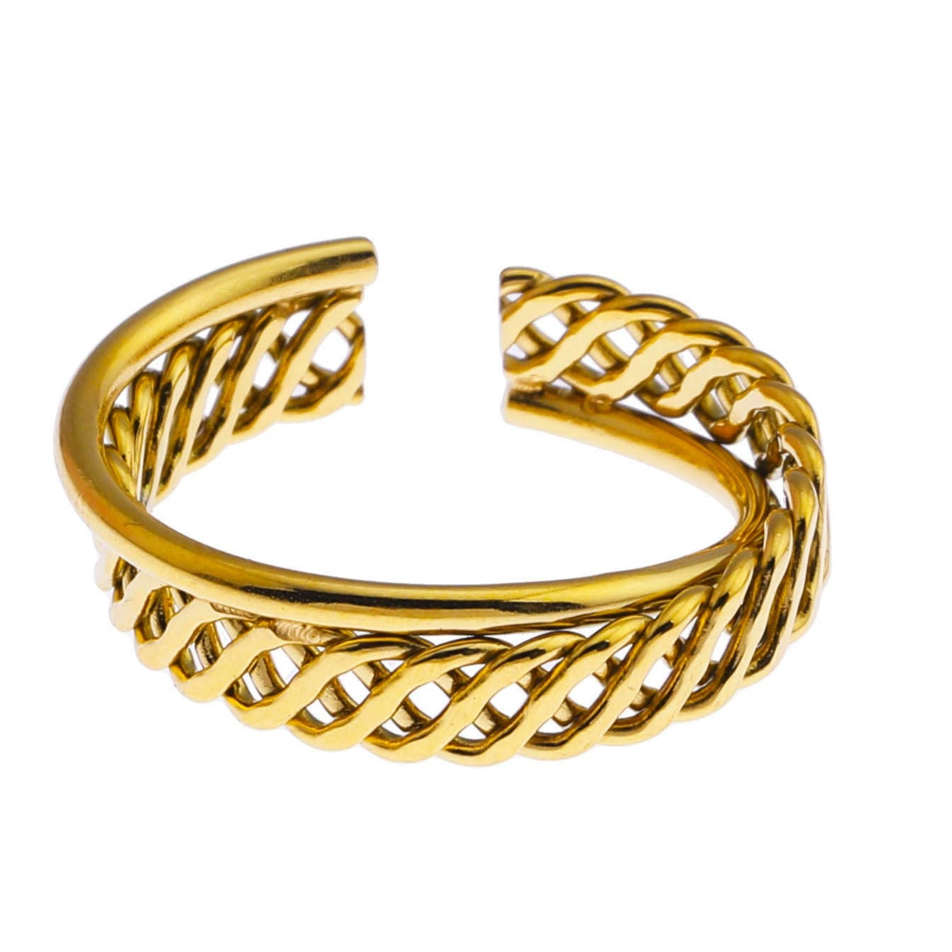 ORELIA Twisted Double Band Basketweave Stacked Ring - Velora Luxury Fashion