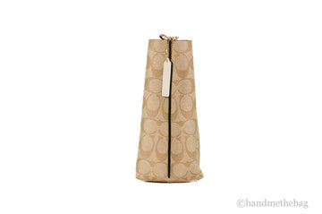 Coach (CA582) Mollie 22 Small Light Khaki Coated Canvas Bucket Crossbody Handbag