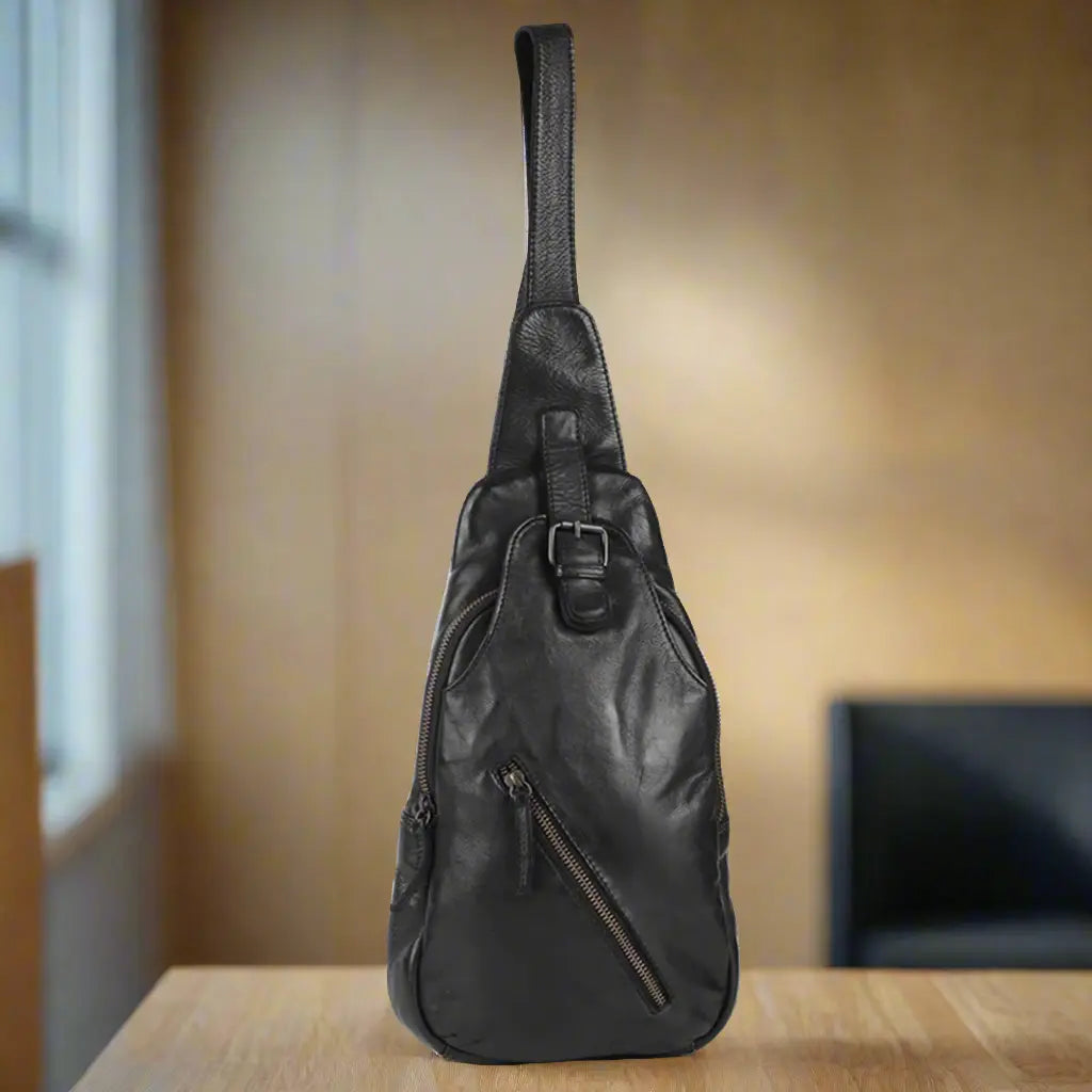 Off The Shoulder Leather Chest Backpack - Velora Luxury Fashion