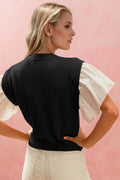 Oh Full Size Ruffled Round Neck Short Sleeve Sweater - Velora Luxury Fashion