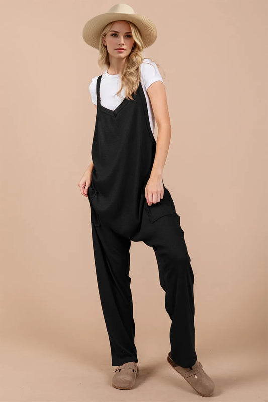 Oh Full Size V-Neck Wide Strap Overalls with Pockets - Velora Luxury Fashion