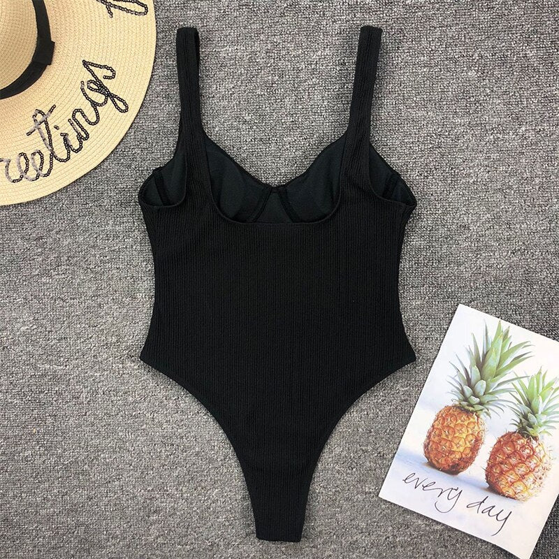 One Piece Corduroy Swimsuit - Velora Luxury Fashion