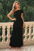 One-Shoulder Ruched Maxi Dress - Velora Luxury Fashion