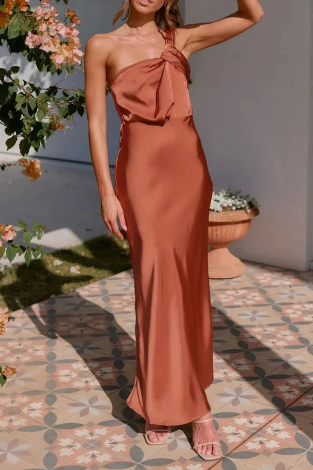 One Shoulder Sleeveless Maxi Dress - Velora Luxury Fashion