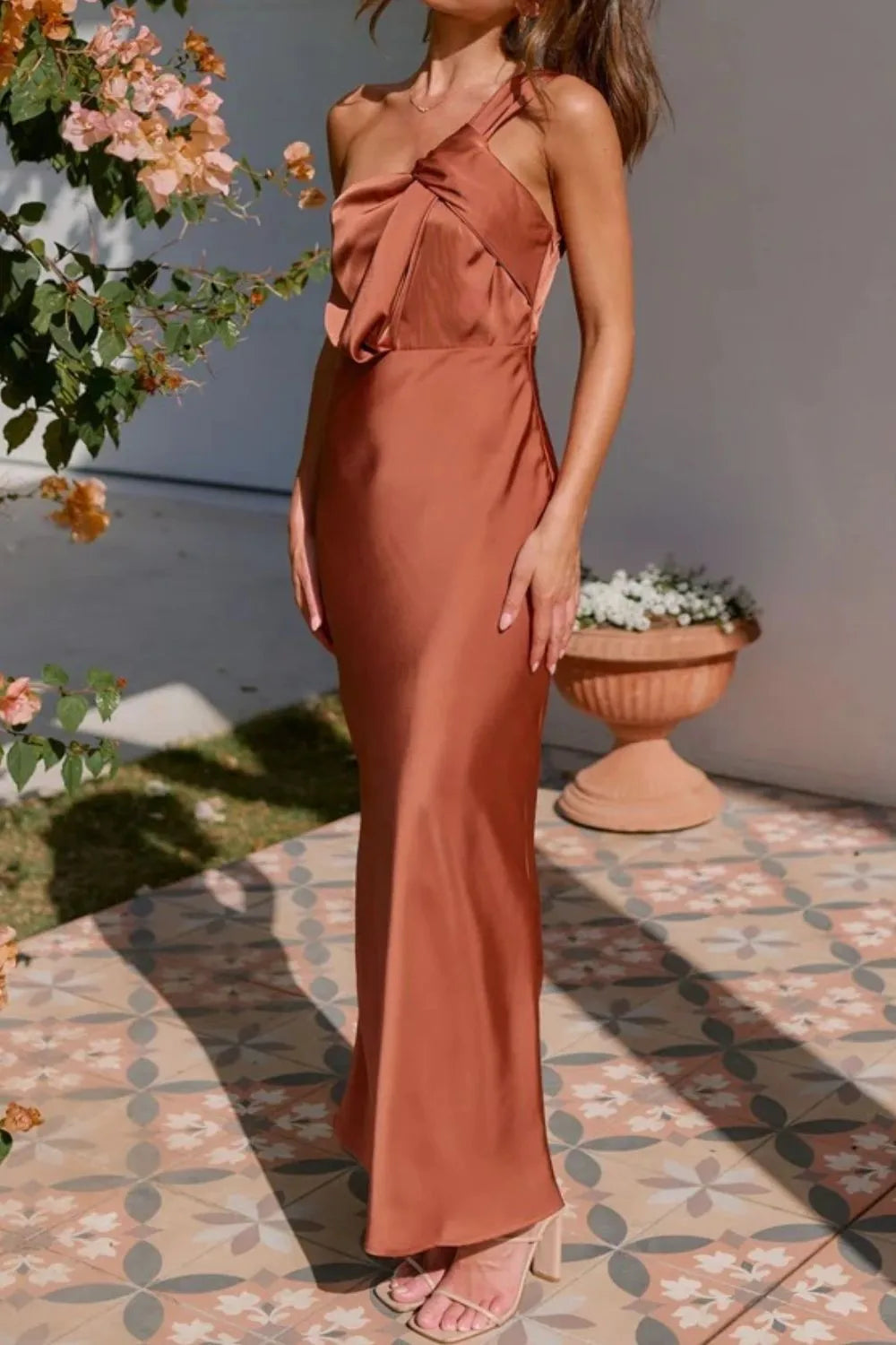 One Shoulder Sleeveless Maxi Dress - Velora Luxury Fashion
