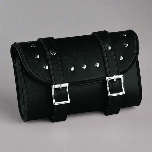 Open Road Chrome Studded PVC Tool Bag - Velora Luxury Fashion