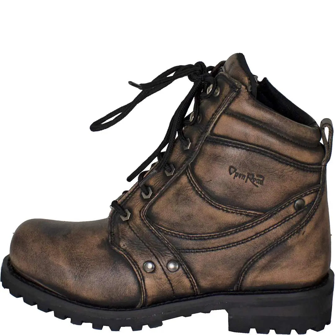 Open Road Men's 7" Lace-Up Motorcycle Boots - Velora Luxury Fashion