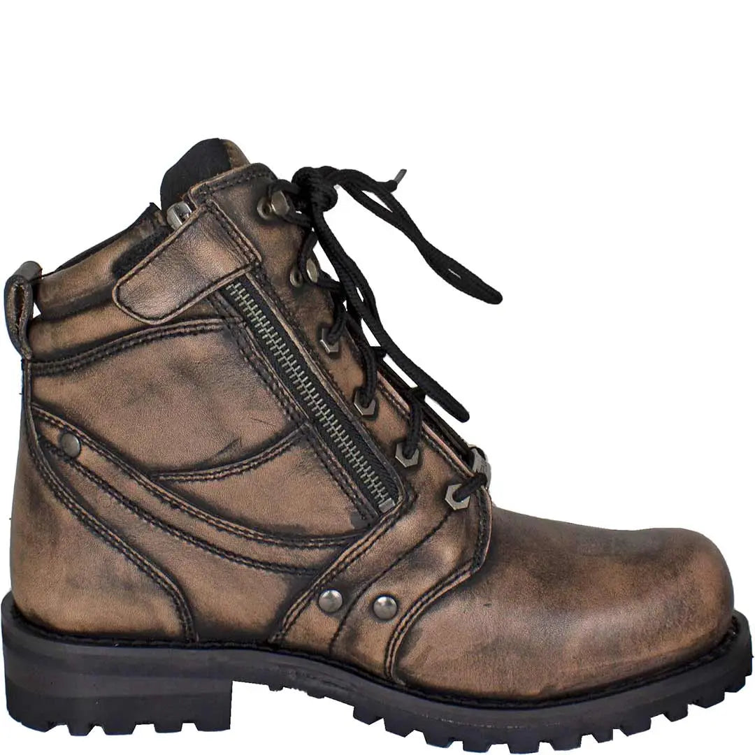 Open Road Men's 7" Lace-Up Motorcycle Boots - Velora Luxury Fashion