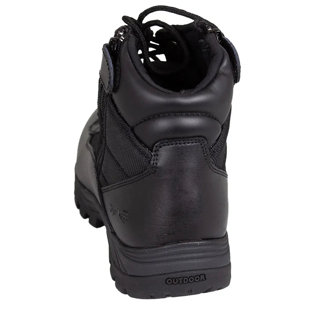 Open Road Men's Black Leather Tactical Lace-Up Boots with Side Zippers Entry - Velora Luxury Fashion