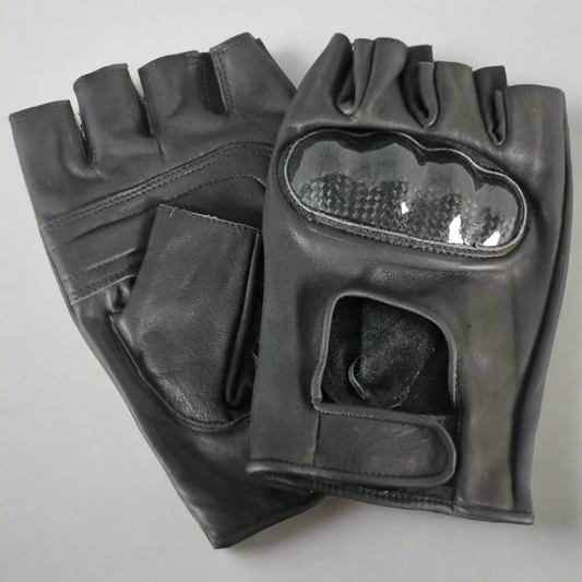 Open Road Men's Fingerless  Leather Motorcycle Gloves - Velora Luxury Fashion