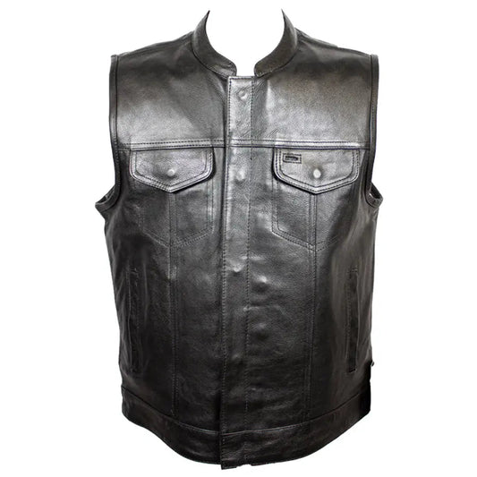 Open Road Men's Flannel Lined Leather Club Vest - Velora Luxury Fashion