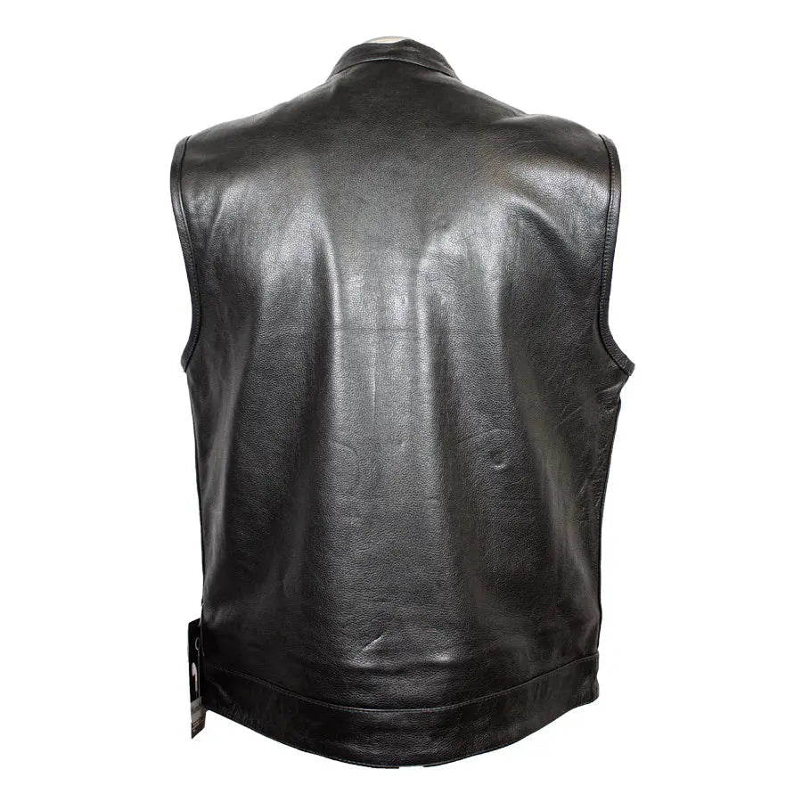 Open Road Men's Flannel Lined Leather Club Vest - Velora Luxury Fashion