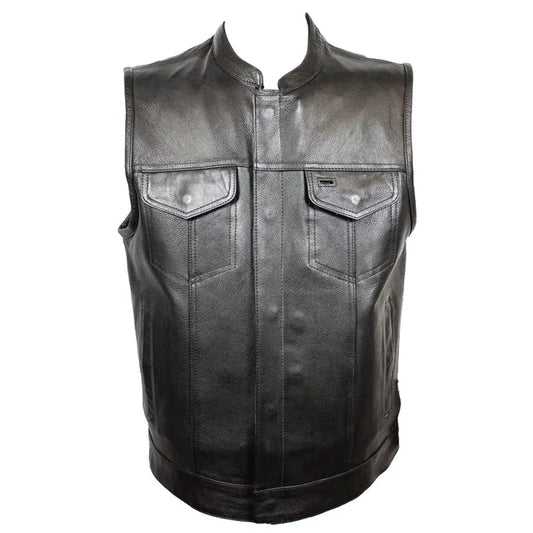 Open Road Men's Flannel Lined Leather Club Vest - Velora Luxury Fashion