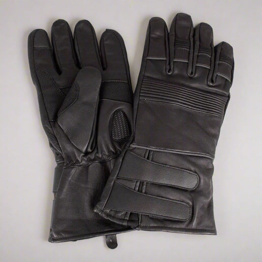 Open Road Men's Leather Motorcycle Gauntlet with Reflective Trim - Velora Luxury Fashion