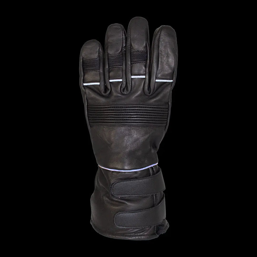 Open Road Men's Leather Motorcycle Gauntlet with Reflective Trim - Velora Luxury Fashion