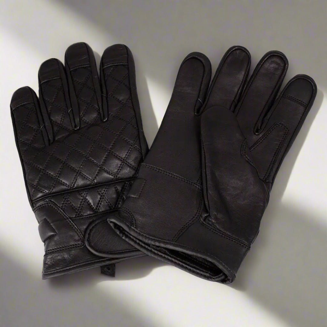 Open Road Men's Leather with Diamond Stitch Gloves - Velora Luxury Fashion