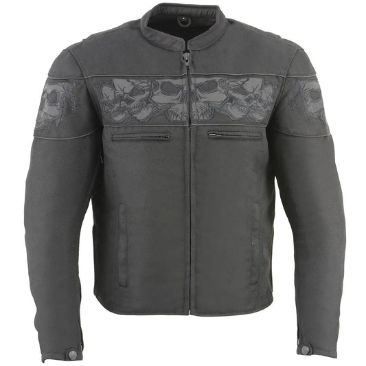 Open Road Men's Reflective Skull Cordura Motorcycle Jacket - Velora Luxury Fashion