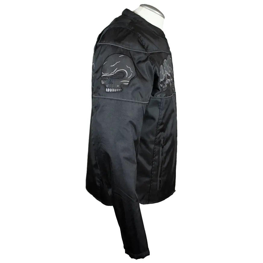 Open Road Men's Reflective Skull Textile Motorcycle Jacket - Velora Luxury Fashion