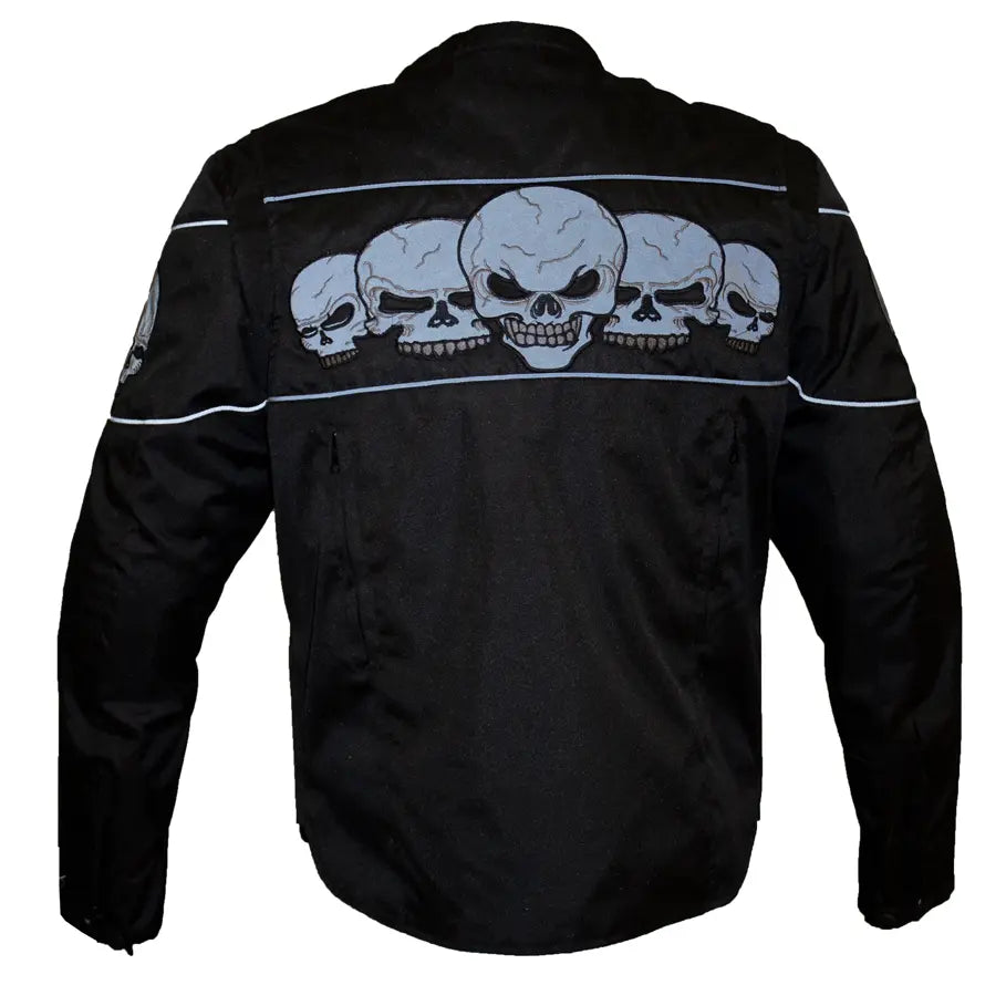 Open Road Men's Reflective Skull Textile Motorcycle Jacket - Velora Luxury Fashion