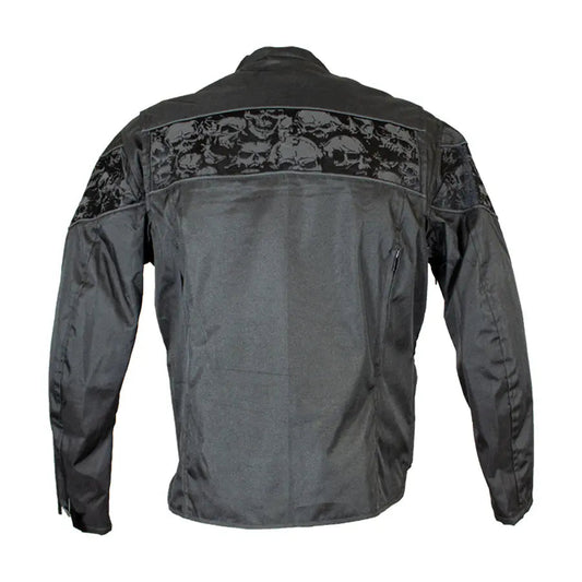 Open Road Men's Reflective Skull Textile Motorcycle Jacket - Velora Luxury Fashion