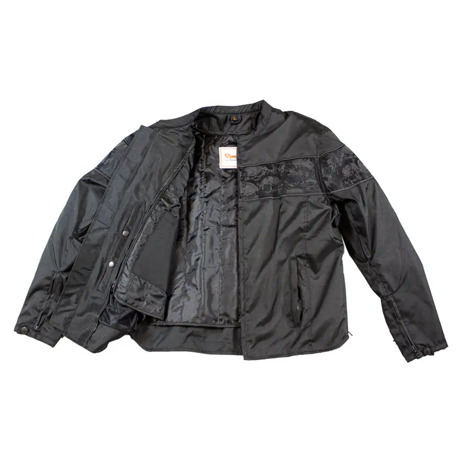 Open Road Men's Reflective Skull Textile Motorcycle Jacket - Velora Luxury Fashion