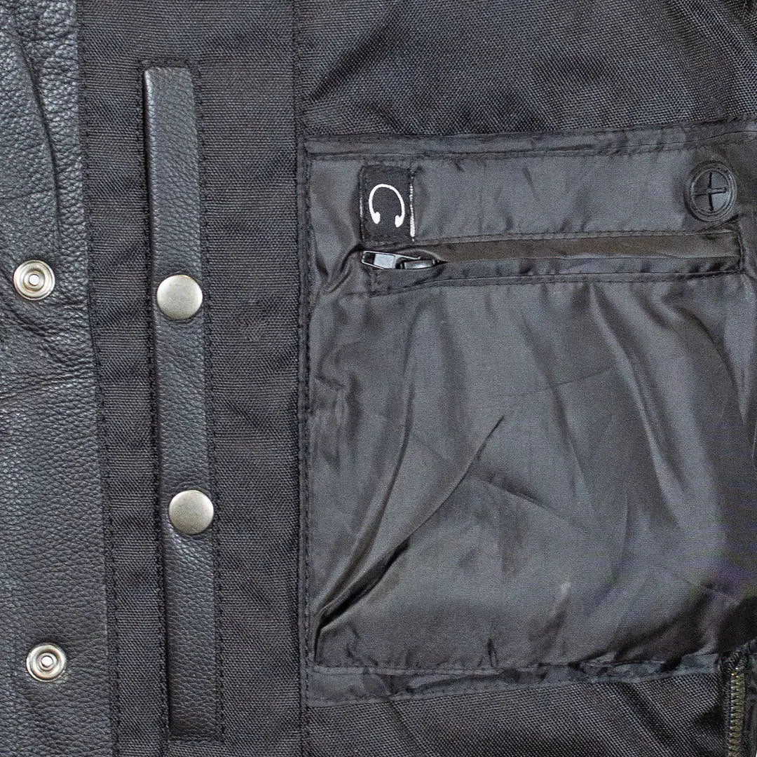 Open Road Men's Upside Leather with Black Stitched Diamonds Vest - Velora Luxury Fashion
