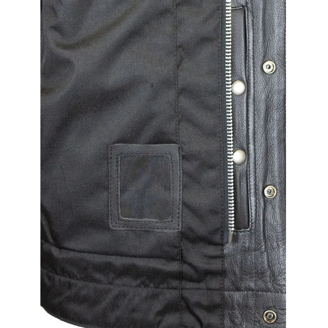 Open Road Men's Upside Leather with Black Stitched Diamonds Vest - Velora Luxury Fashion