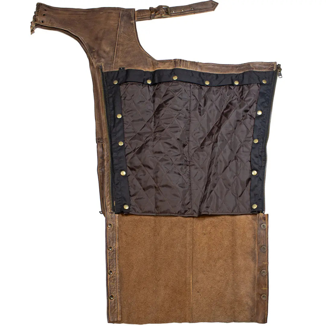 Open Road Men's Vintage Brown 4 Pocket Premium Leather Chaps - Velora Luxury Fashion