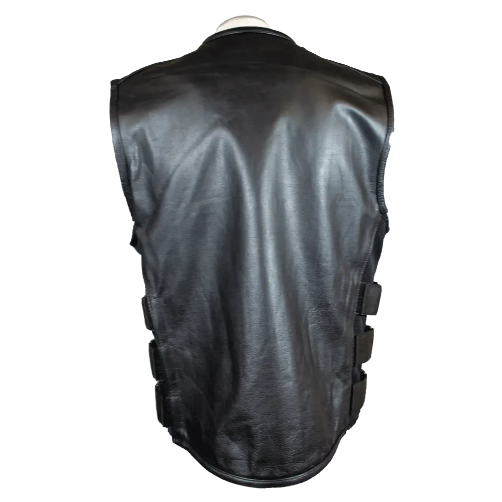 Open Road Men's Zip-Up Tactical Leather Vest - Velora Luxury Fashion