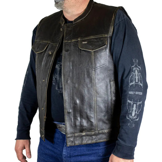 Open Road Men's Distressed Leather Club Vest Boutique of Leathers/Open Road