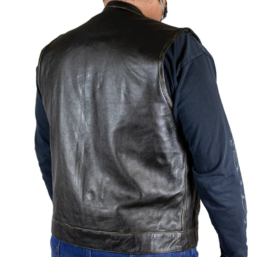 Open Road Men's Distressed Leather Club Vest Boutique of Leathers/Open Road