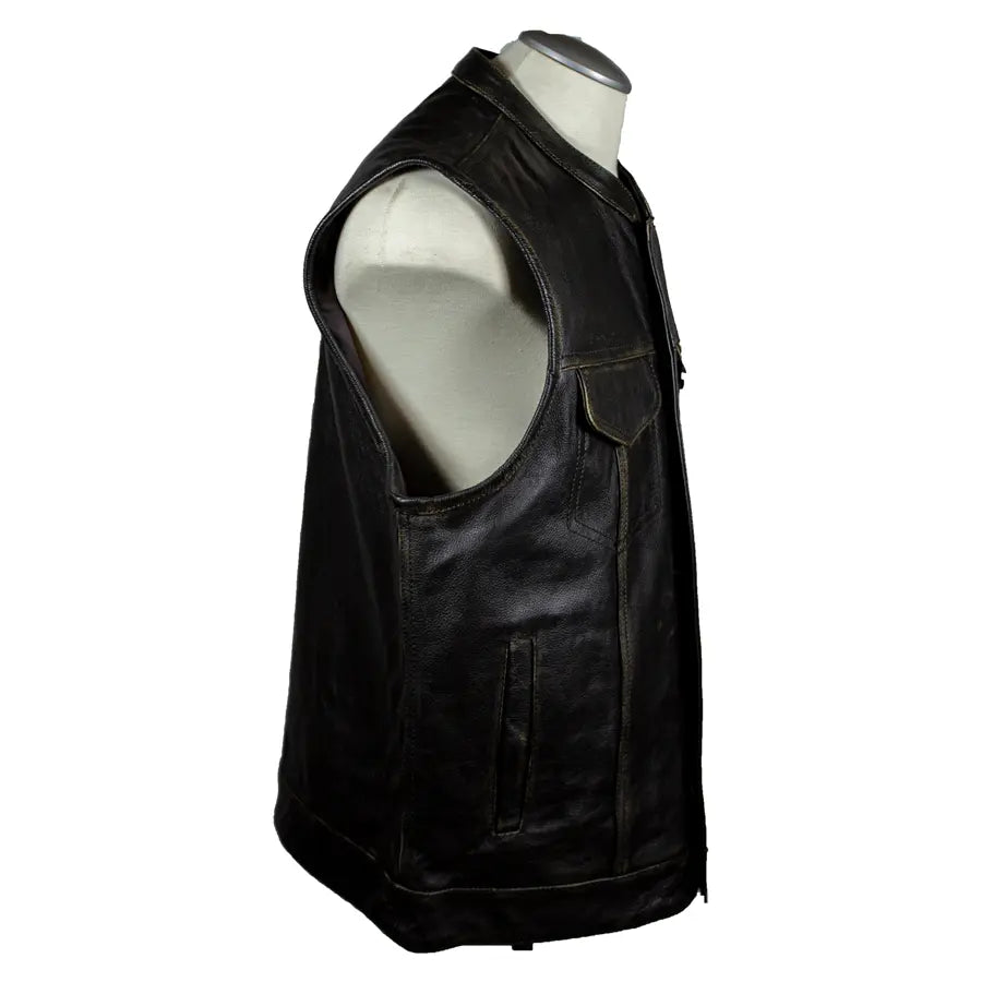 Open Road Men's Distressed Leather Club Vest Boutique of Leathers/Open Road