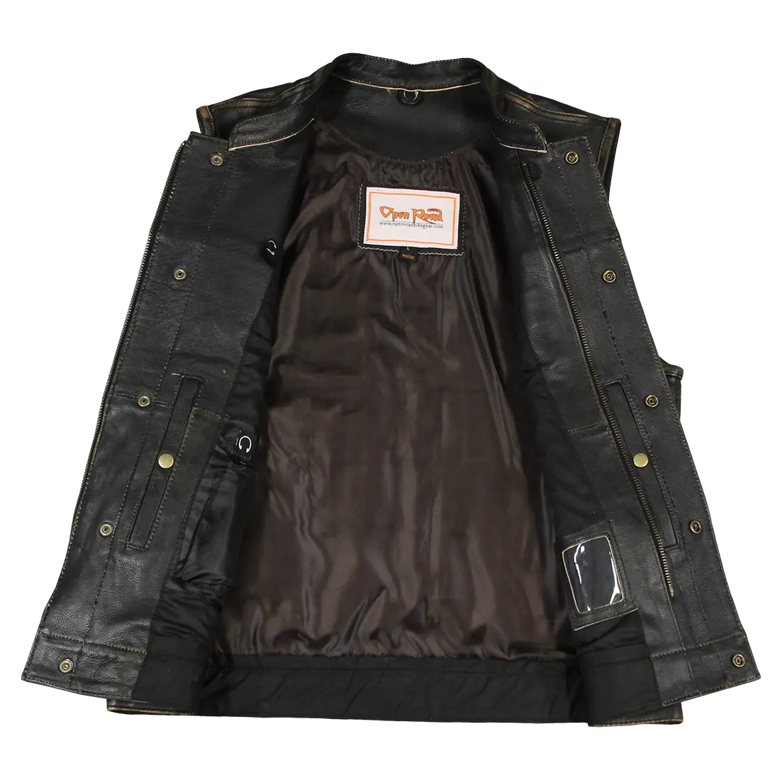 Open Road Men's Distressed Leather Club Vest Boutique of Leathers/Open Road