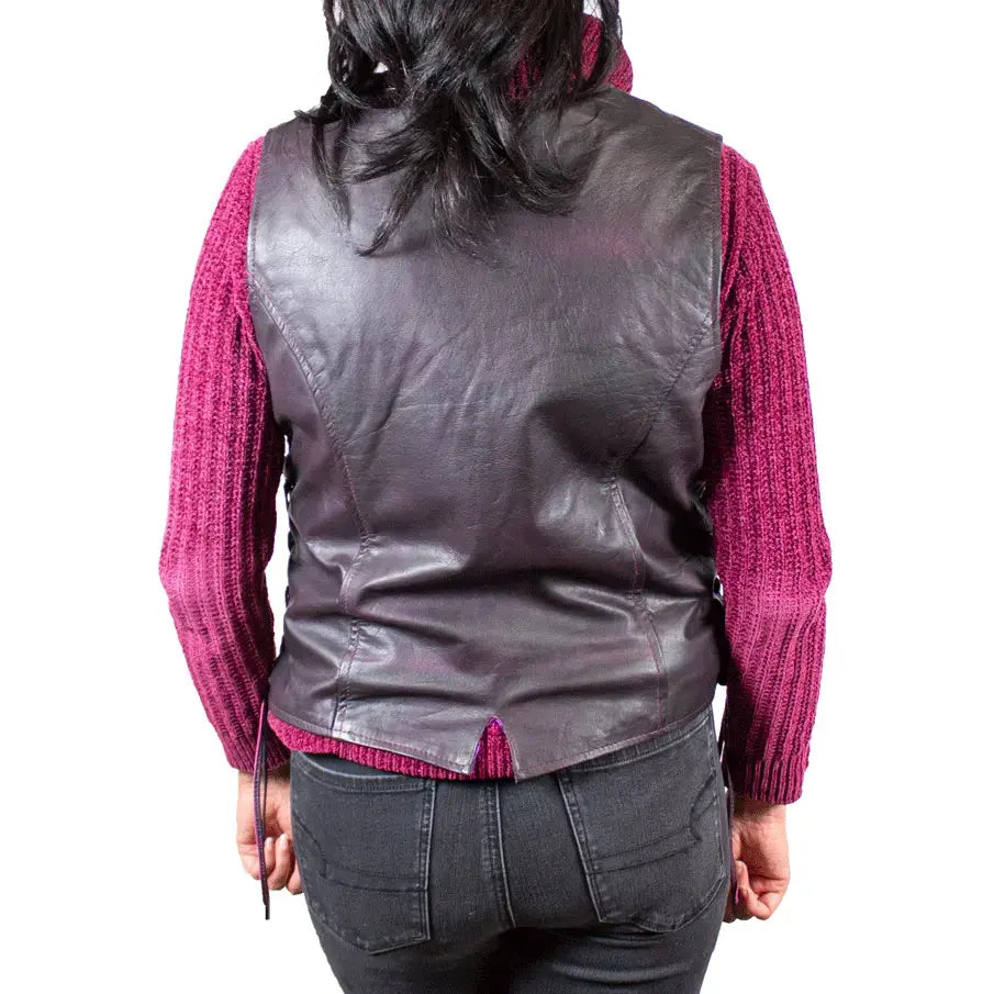 Open Road Women's Lace Side Leather Vest - Velora Luxury Fashion