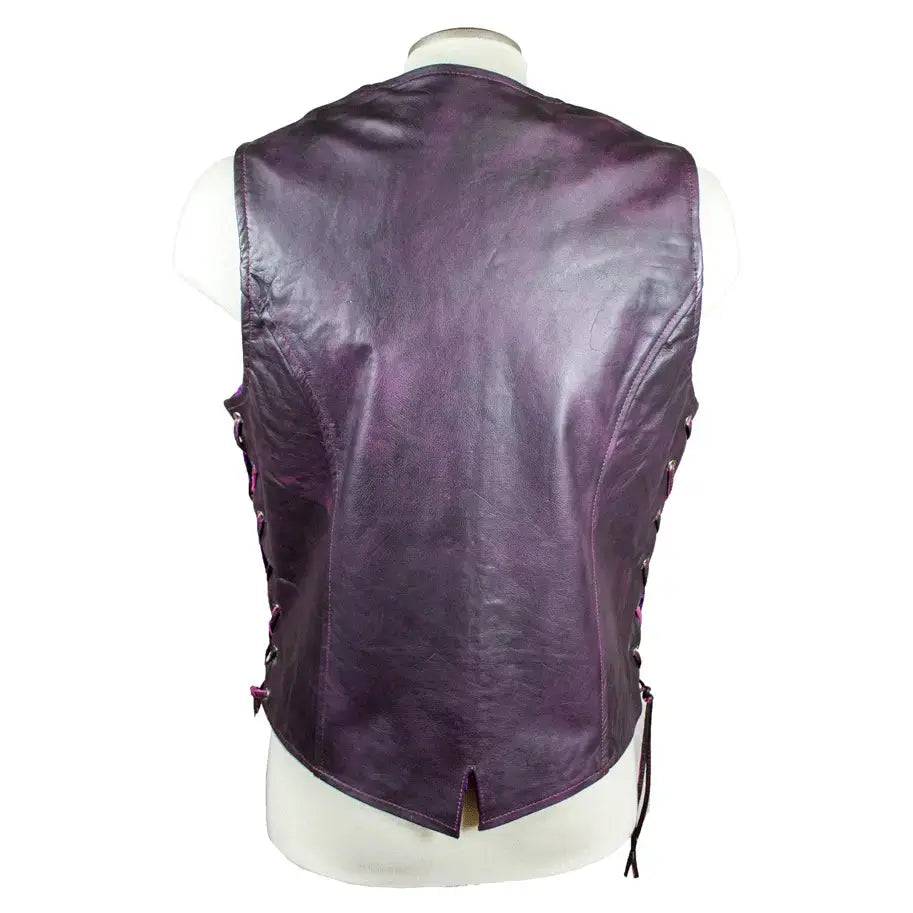 Open Road Women's Lace Side Leather Vest - Velora Luxury Fashion