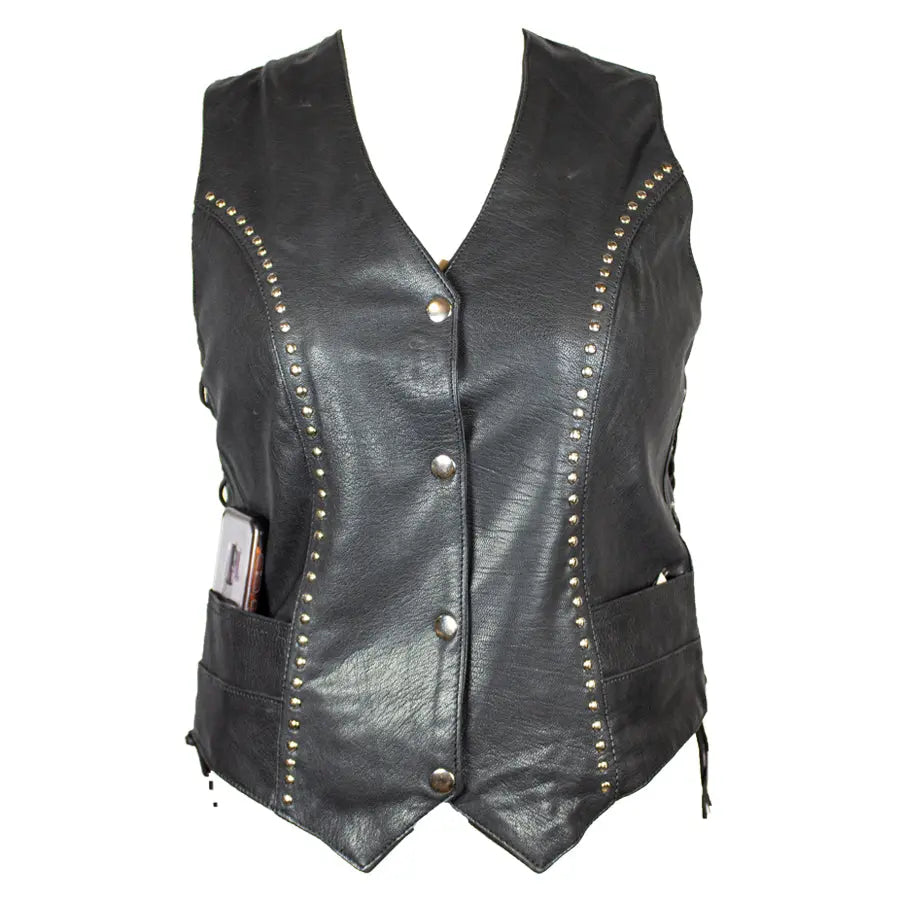 Open Road Women's Stud Accent Leather Vest - Velora Luxury Fashion