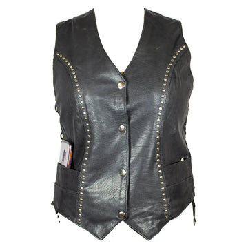 Open Road Women's Stud Accent Leather Vest - Velora Luxury Fashion