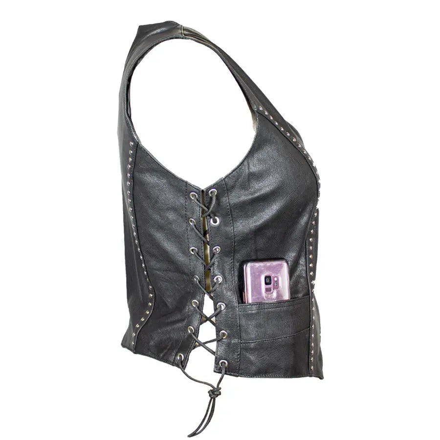Open Road Women's Stud Accent Leather Vest - Velora Luxury Fashion