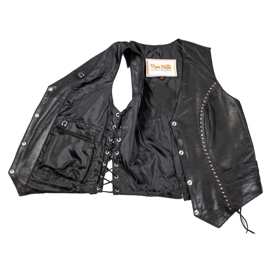 Open Road Women's Stud Accent Leather Vest - Velora Luxury Fashion