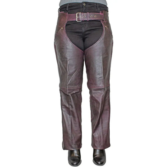 Open Road Women's Dark Purple Wash Leather Chaps Boutique of Leathers/Open Road