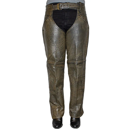 Open Road Women's Distressed Brown Leather Chaps Boutique of Leathers/Open Road