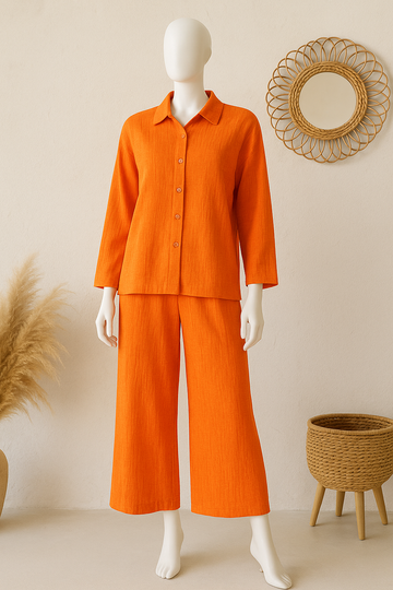 Orange Pantalone & Shirt Set - Velora Luxury Fashion