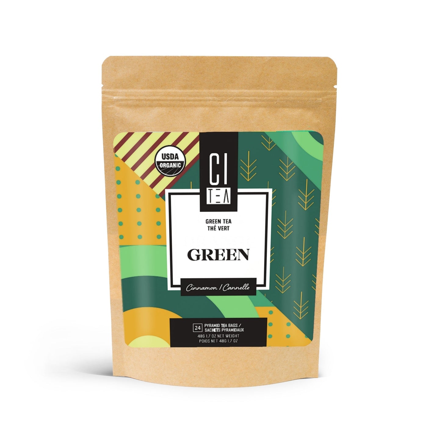 Organic Green tea with Cinnamon - 24 Pyramid Tea Bags - Velora Luxury Fashion
