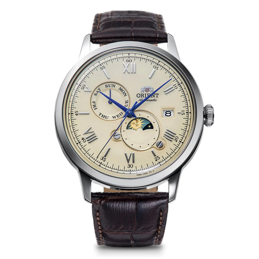 Orient Bambino Sun & Moon Automatic Watch Mechanical Automatic RN-AK0803Y Mens Ivory Ivory Classic - Velora Luxury Fashion